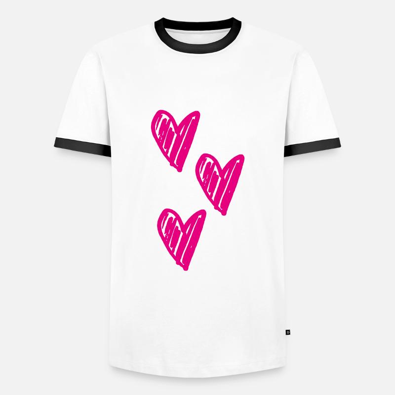 Heart Pattern Sketch - Men's Ringer Shirt - white/black