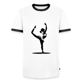 Yoga Lehrerin - Hobby / Sport Sticker - Männer Kontrast-T-Shirt - Weiß/Schwarz - Vorne - AI Model Female 172 light (172cm) & AI Model Male 178 dark (178cm)