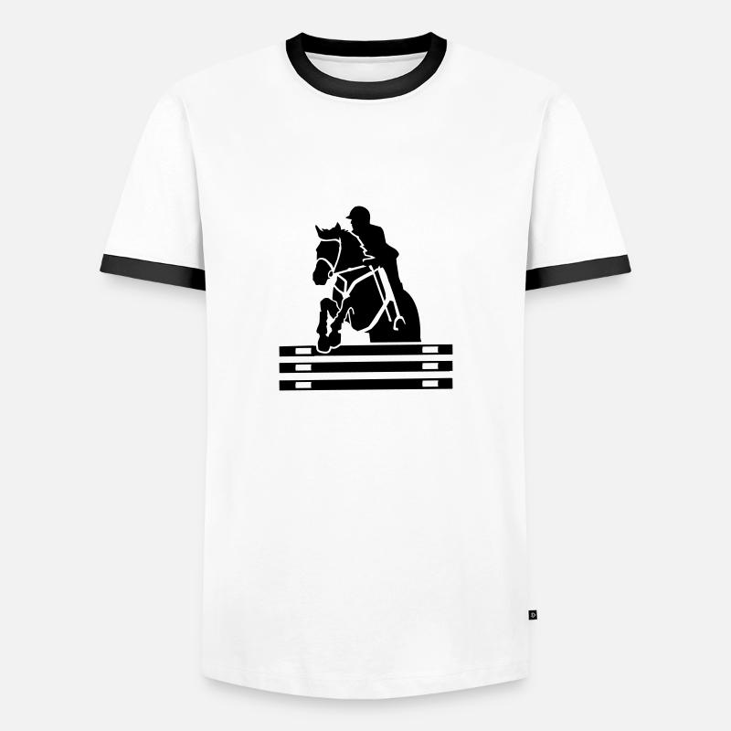 Springreiten - Männer Kontrast-T-Shirt - Weiß/Schwarz