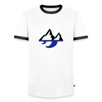 Mountain & wave - T-shirt contrasté Homme - blanc/noir - Devant - AI Model Female 172 light (172cm) & AI Model Male 178 dark (178cm)