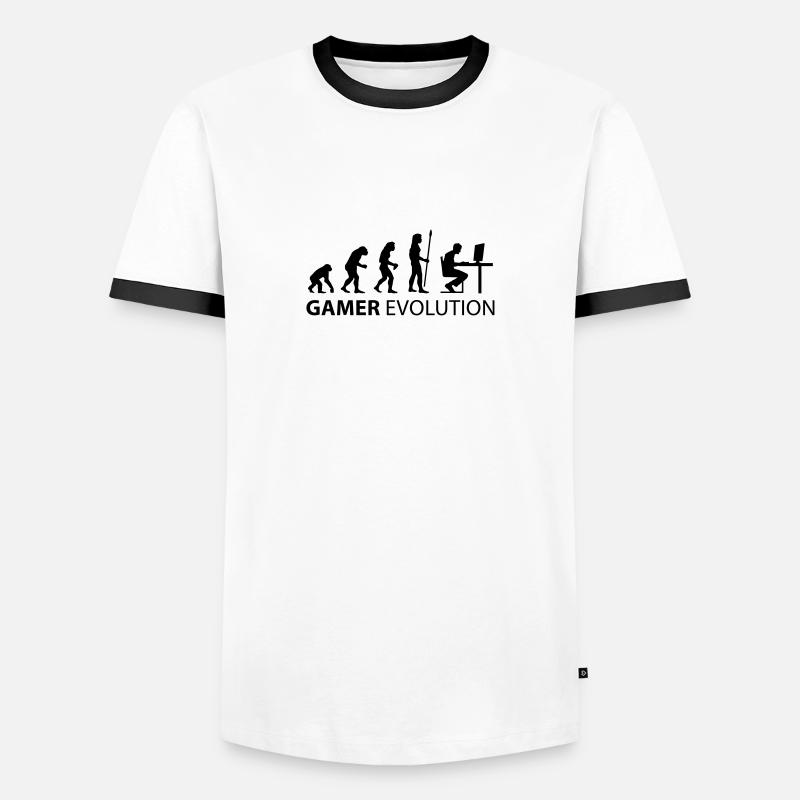 evolution_born_gamer - Men's Ringer Shirt - white/black