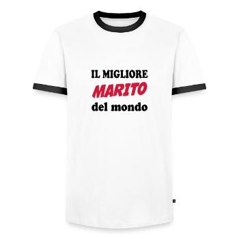 Il migliore marito del mondo 111 - Männer Kontrast-T-Shirt - Weiß/Schwarz - Vorne - AI Model Female 172 light (172cm) & AI Model Male 178 dark (178cm)