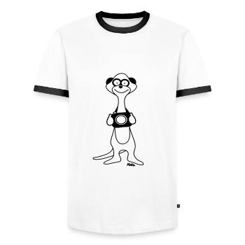 Meerkat - T-shirt contrasté Homme - blanc/noir - Devant - AI Model Female 172 light (172cm) & AI Model Male 178 dark (178cm)