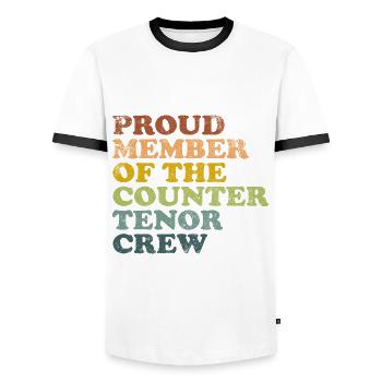 Fier membre du Countertenor Crew - rétro - T-shirt contrasté Homme - blanc/noir - Devant - AI Model Female 172 light (172cm) & AI Model Male 178 dark (178cm)
