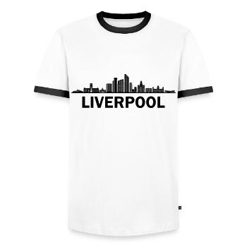 Liverpool City Skyline Angleterre Royaume-Uni - T-shirt contrasté Homme - blanc/noir - Devant - AI Model Female 172 light (172cm) & AI Model Male 178 dark (178cm)