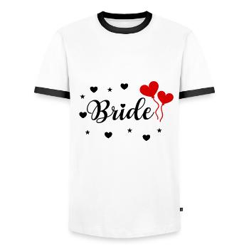Bride Just Married wedding bride design - Men's Ringer Shirt - white/black - Front - AI Model Female 172 light (172cm) & AI Model Male 178 dark (178cm)