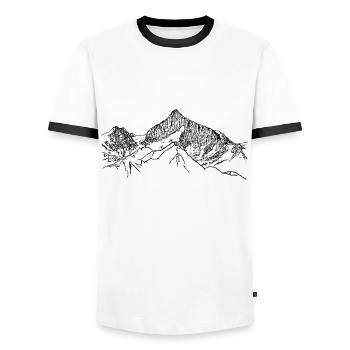 Walliser Weisshorn, Switzerland, Alps, Mountains, 4000m - Men's Ringer Shirt - white/black - Front - AI Model Female 172 light (172cm) & AI Model Male 178 dark (178cm)