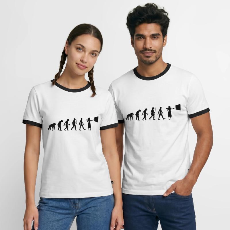 Lehrerin Evolution Schullehrerin Entwicklung Männer Kontrast-T-Shirt