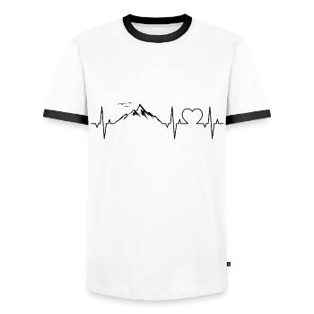 Montagne Battements de coeur Montagnes ECG Montagnes Coeur - T-shirt contrasté Homme - blanc/noir - Devant - AI Model Female 172 light (172cm) & AI Model Male 178 dark (178cm)