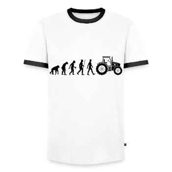 Agriculteur Evolution tracteur paysan Trekker - T-shirt contrasté Homme - blanc/noir - Devant - AI Model Female 172 light (172cm) & AI Model Male 178 dark (178cm)