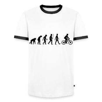 E-Bike Evolution Pedelec vélo Ebike - T-shirt contrasté Homme - blanc/noir - Devant - AI Model Female 172 light (172cm) & AI Model Male 178 dark (178cm)