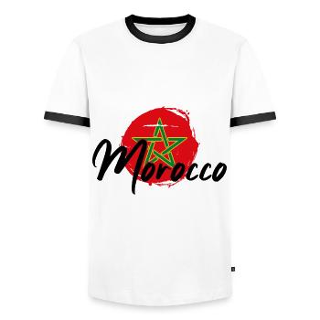 Flagge Marokkos - Männer Kontrast-T-Shirt - Weiß/Schwarz - Vorne - AI Model Female 172 light (172cm) & AI Model Male 178 dark (178cm)