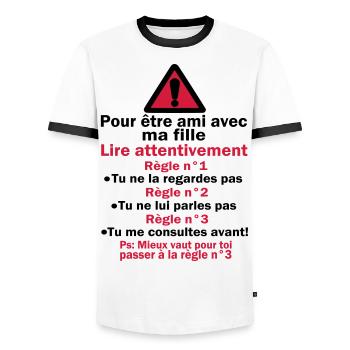 POUR êTRE AMI AVEC MA FILLE - T-shirt contrasté Homme - blanc/noir - Devant - AI Model Female 172 light (172cm) & AI Model Male 178 dark (178cm)