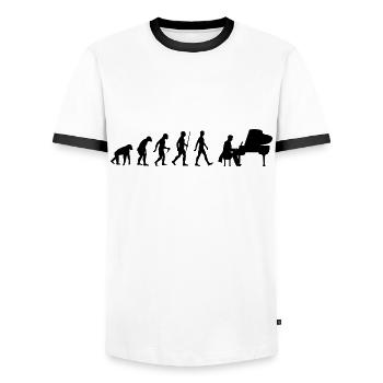 Pianiste Evolution Piano Piano - T-shirt contrasté Homme - blanc/noir - Devant - AI Model Female 172 light (172cm) & AI Model Male 178 dark (178cm)