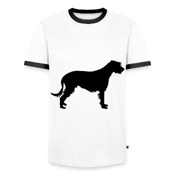 Vecteur de silhouette de lévrier irlandais - T-shirt contrasté Homme - blanc/noir - Devant - AI Model Female 172 light (172cm) & AI Model Male 178 dark (178cm)