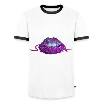 Zucker Lippen - Männer Kontrast-T-Shirt - Weiß/Schwarz - Vorne - AI Model Female 172 light (172cm) & AI Model Male 178 dark (178cm)