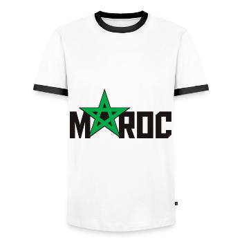 Morocco - Men's Ringer Shirt - white/black - Front - AI Model Female 172 light (172cm) & AI Model Male 178 dark (178cm)