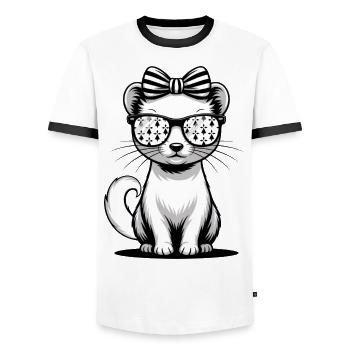 Bretagne Femme Noeud Hermine Bretonne - T-shirt contrasté Homme - blanc/noir - Devant - AI Model Female 172 light (172cm) & AI Model Male 178 dark (178cm)