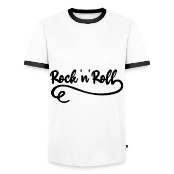 Rock 'n' Roll Hard Rock Music Rocker - Men's Ringer Shirt - white/black - Front - AI Model Female 172 light (172cm) & AI Model Male 178 dark (178cm)