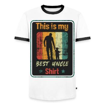 This is my best uncle shirt - T-shirt contrasté Homme - blanc/noir - Devant - AI Model Female 172 light (172cm) & AI Model Male 178 dark (178cm)