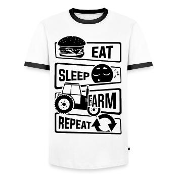 Eat Sleep Farm Repeat - Farmer Farmer Farm - Men's Ringer Shirt - white/black - Front - AI Model Female 172 light (172cm) & AI Model Male 178 dark (178cm)