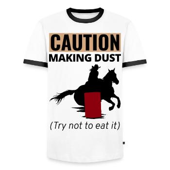 Barrel Racer Racing Reiten Reiten Rennen Rodeo - Männer Kontrast-T-Shirt - Weiß/Schwarz - Vorne - AI Model Female 172 light (172cm) & AI Model Male 178 dark (178cm)