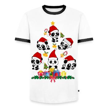 Panda-Weihnachten. Weihnachtsgeschenk - Männer Kontrast-T-Shirt - Weiß/Schwarz - Vorne - AI Model Female 172 light (172cm) & AI Model Male 178 dark (178cm)