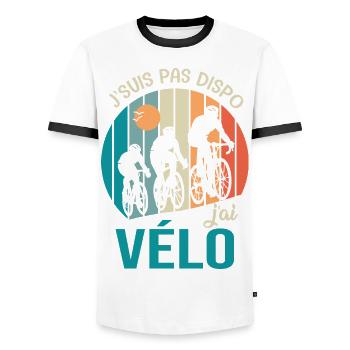 vélo pas dispo j ai velo Humour sport club - T-shirt contrasté Homme - blanc/noir - Devant - AI Model Female 172 light (172cm) & AI Model Male 178 dark (178cm)