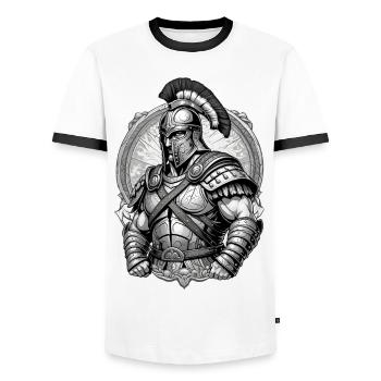 Gladiator Graphics - Men's Ringer Shirt - white/black - Front - AI Model Female 172 light (172cm) & AI Model Male 178 dark (178cm)