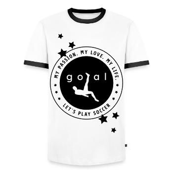 Passion for football - Men's Ringer Shirt - white/black - Front - AI Model Female 172 light (172cm) & AI Model Male 178 dark (178cm)