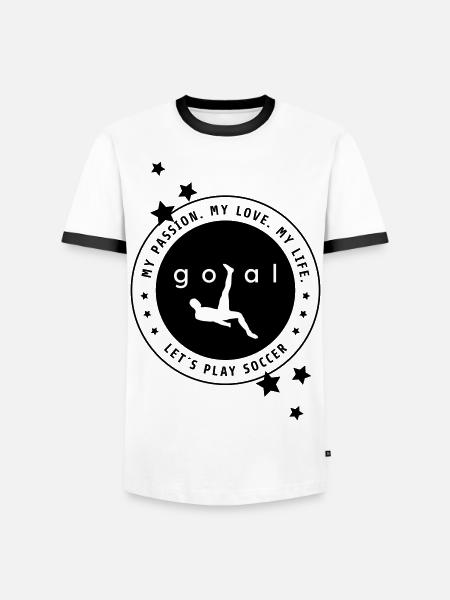 Leidenschaft Fußball - Männer Kontrast-T-Shirt - Weiß/Schwarz