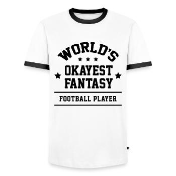 World's Okayest Fantasy - Football Gift Sports - Men's Ringer Shirt - white/black - Front - AI Model Female 172 light (172cm) & AI Model Male 178 dark (178cm)