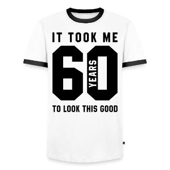 It Took Me 60 Year To Look This Good - 60th Birthd - Men's Ringer Shirt - white/black - Front - AI Model Female 172 light (172cm) & AI Model Male 178 dark (178cm)