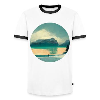 Nature in a circle Wonderful views - Men's Ringer Shirt - white/black - Front - AI Model Female 172 light (172cm) & AI Model Male 178 dark (178cm)