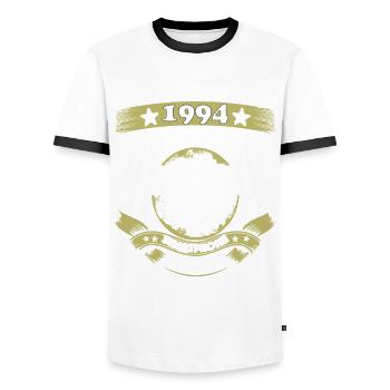 Jahrgang1994 - Männer Kontrast-T-Shirt - Weiß/Schwarz - Vorne - AI Model Female 172 light (172cm) & AI Model Male 178 dark (178cm)