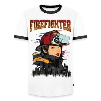 BELLE FEMME POMPIER - Sexy Firemen cadeau - T-shirt contrasté Homme - blanc/noir - Devant - AI Model Female 172 light (172cm) & AI Model Male 178 dark (178cm)