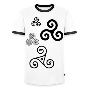 triskele Bretagne 2 - T-shirt contrasté Homme - blanc/noir - Devant - AI Model Female 172 light (172cm) & AI Model Male 178 dark (178cm)