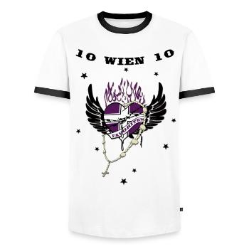 Wien 10 Viola - Männer Kontrast-T-Shirt - Weiß/Schwarz - Vorne - AI Model Female 172 light (172cm) & AI Model Male 178 dark (178cm)