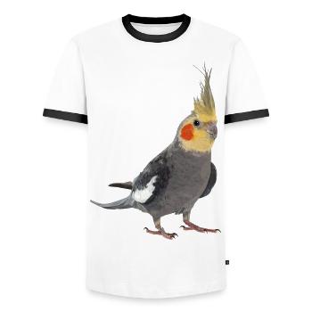 Nymphe cacatoès - T-shirt contrasté Homme - blanc/noir - Devant - AI Model Female 172 light (172cm) & AI Model Male 178 dark (178cm)