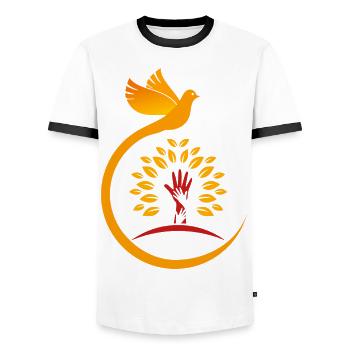Eglise catholique Bible foi Jésus Dieu chrétiens - T-shirt contrasté Homme - blanc/noir - Devant - AI Model Female 172 light (172cm) & AI Model Male 178 dark (178cm)