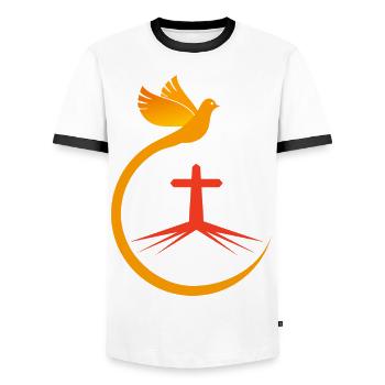 Eglise catholique Bible foi Jésus Dieu chrétiens - T-shirt contrasté Homme - blanc/noir - Devant - AI Model Female 172 light (172cm) & AI Model Male 178 dark (178cm)