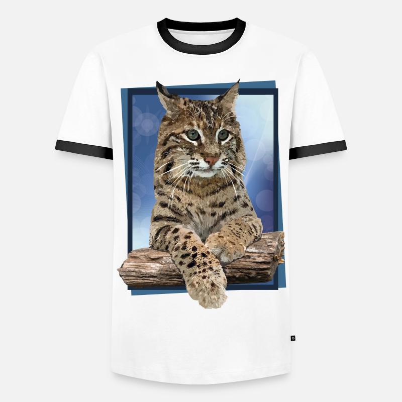 Luchs - Männer Kontrast-T-Shirt - Weiß/Schwarz