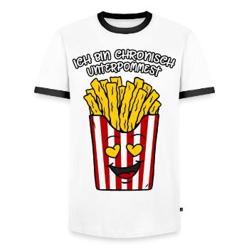 Pommes Liebe Spruch Ich bin chronisch unterpommest - Männer Kontrast-T-Shirt - Weiß/Schwarz - Vorne - AI Model Female 172 light (172cm) & AI Model Male 178 dark (178cm)