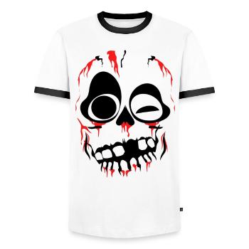 human skeleton skull top novelty - Men's Ringer Shirt - white/black - Front - AI Model Female 172 light (172cm) & AI Model Male 178 dark (178cm)