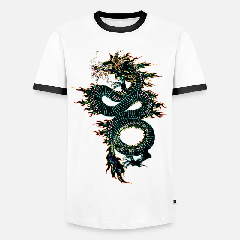 Chinesischer Drache - Männer Kontrast-T-Shirt - Weiß/Schwarz