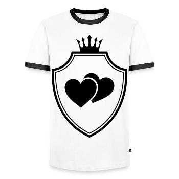 Heart Symbol Coat of Arms - Men's Ringer Shirt - white/black - Front - AI Model Female 172 light (172cm) & AI Model Male 178 dark (178cm)