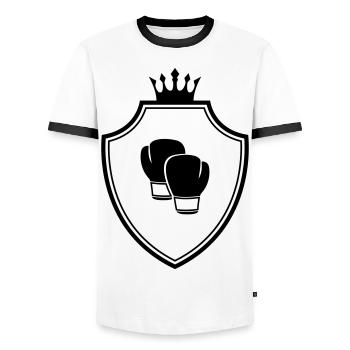 Boxing gloves Crest - Men's Ringer Shirt - white/black - Front - AI Model Female 172 light (172cm) & AI Model Male 178 dark (178cm)