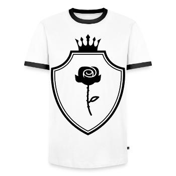 Rose Coat of Arms - Men's Ringer Shirt - white/black - Front - AI Model Female 172 light (172cm) & AI Model Male 178 dark (178cm)