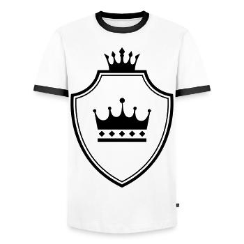 Krone Wappen - Männer Kontrast-T-Shirt - Weiß/Schwarz - Vorne - AI Model Female 172 light (172cm) & AI Model Male 178 dark (178cm)