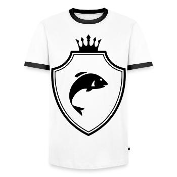 Armoiries du poisson - T-shirt contrasté Homme - blanc/noir - Devant - AI Model Female 172 light (172cm) & AI Model Male 178 dark (178cm)